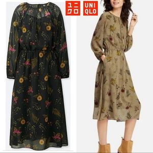 UNIQLO chiffon sheer floral dress